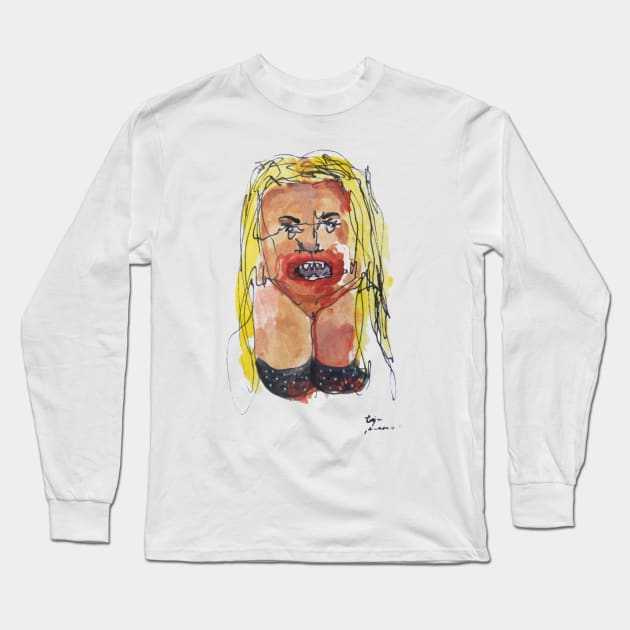 pop goddess celebrity singer 3000 usa portrait | bad art club Long Sleeve T-Shirt by Tiger Picasso